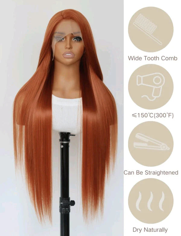 Burnt  Orange Long Lace Front Wig